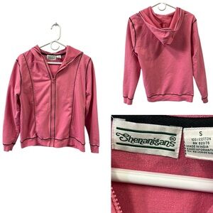 Cotton Vintage Shenanigans Full Zip Up Hoodie Hooded Sweatshirt Womens Small